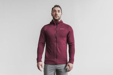 Nobull Performance Zip-up Men's Hoodie Deep Red | Australia (GJ8319)